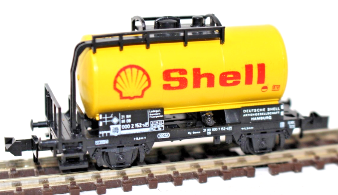 N Kesselwagen Shell 21 80 000 2 152-5 DB - Güterwagen - gelb/schwarz - N 1:160