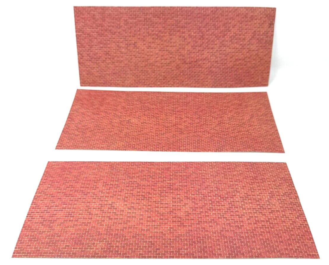 3x Mauerdekor Platten Modelleisenbahn Muster roter Ziegelstein je ca. 22 x 10 cm 3x Mauerdekor Platten Modelleisenbahn Muster roter Ziegelstein je ca. 22 x 10 cm