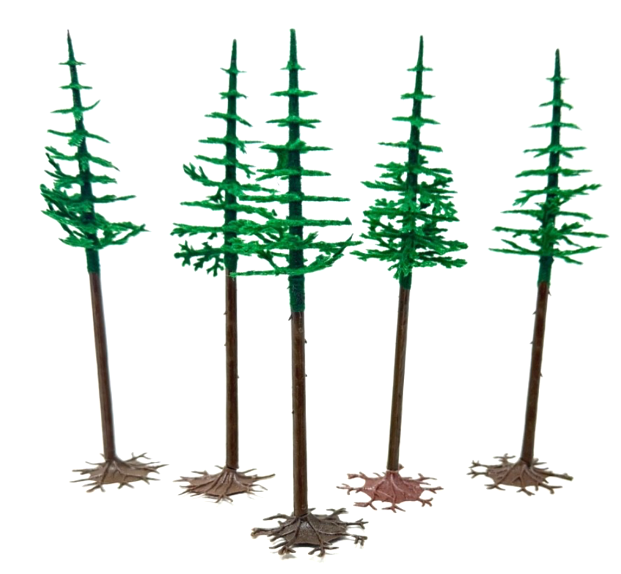 5 Stück Tannen hochstämmig 19 cm groß - Modelleisenbahn Modellbahn Spur N TT H0