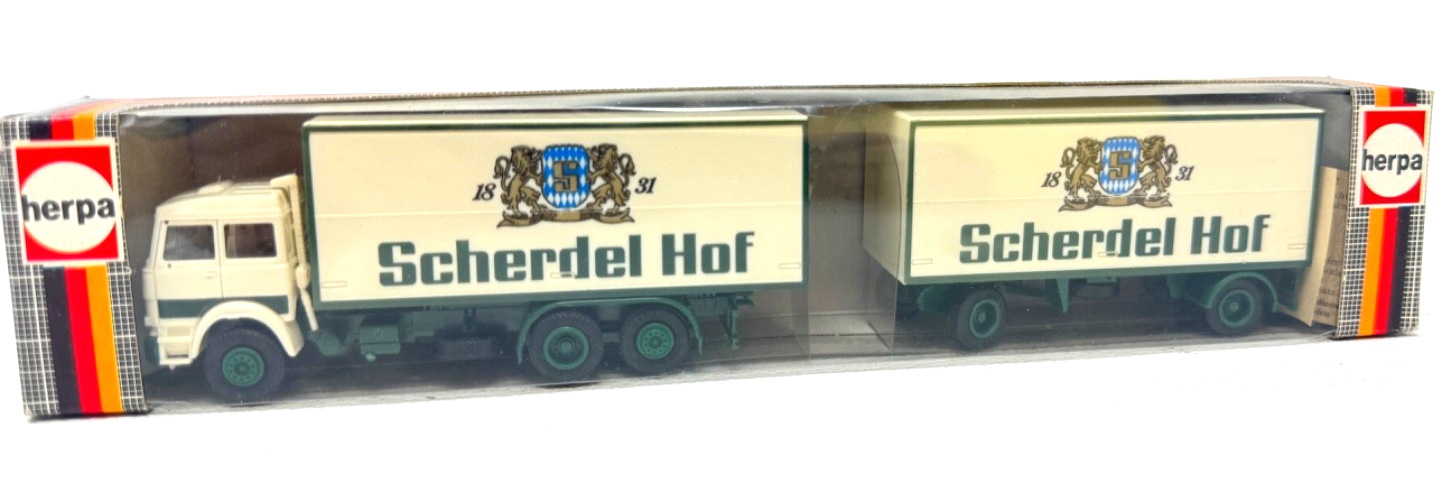 herpa H0 Iveco Turbo Getränkekofferzug Lastzug Scherdel Hof  - HO H0 1:87