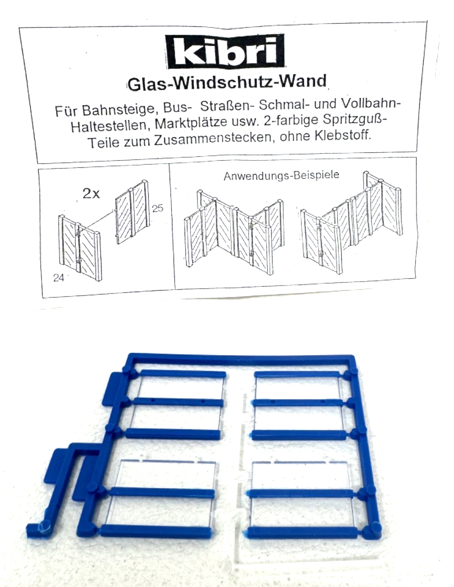Kibri H0 Glas Windschutz Wand 4-teilig H0 HO 1:87