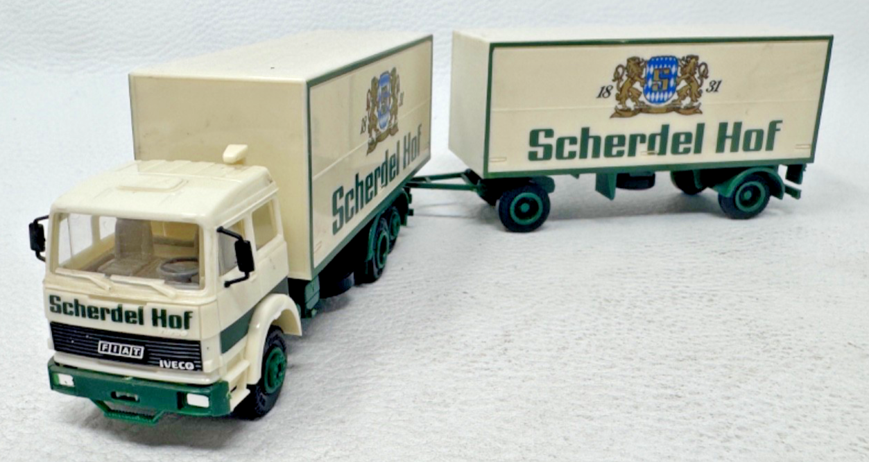 Herpa Fiat Iveco Turbo Getränkekoffer Lastzug Scherdel Hof - H0 H0 1:87