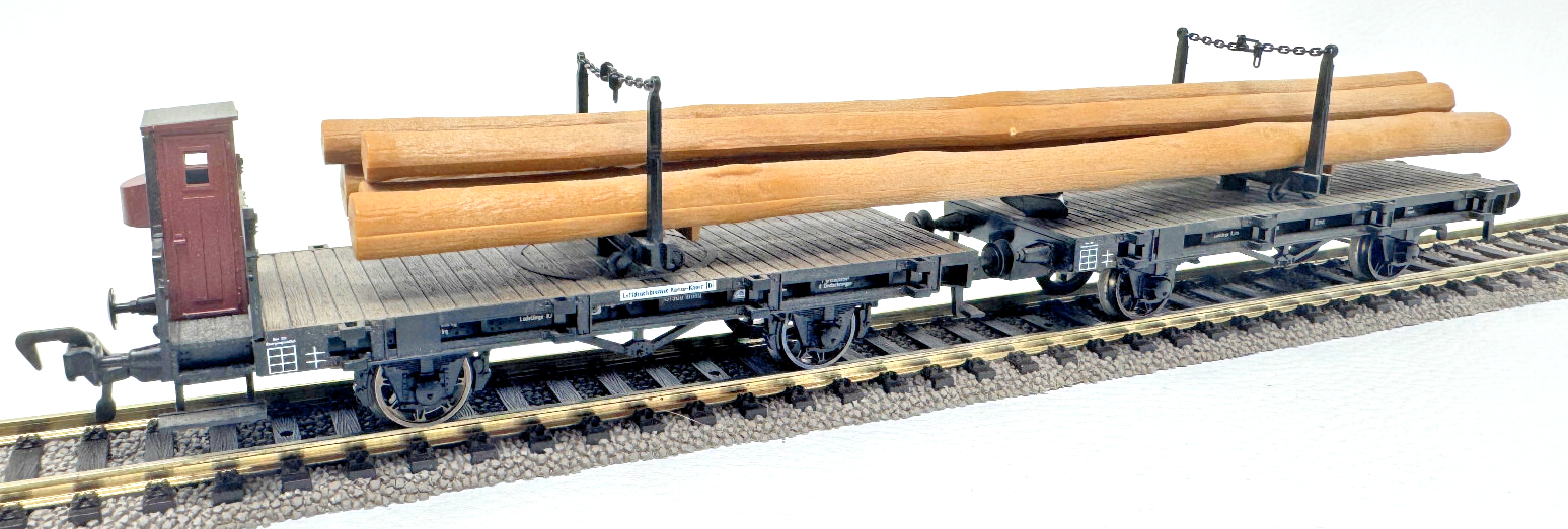 Fleischmann Drehschemel Langholzwagen - 101 500 Hrnmz + 45 051 Hrmz - HO H0 1:87