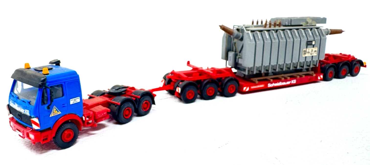 Kibri Mercedes Benz Sattelzug mit Scheuerle Tieflader und Trafo - H0 HO 1:87