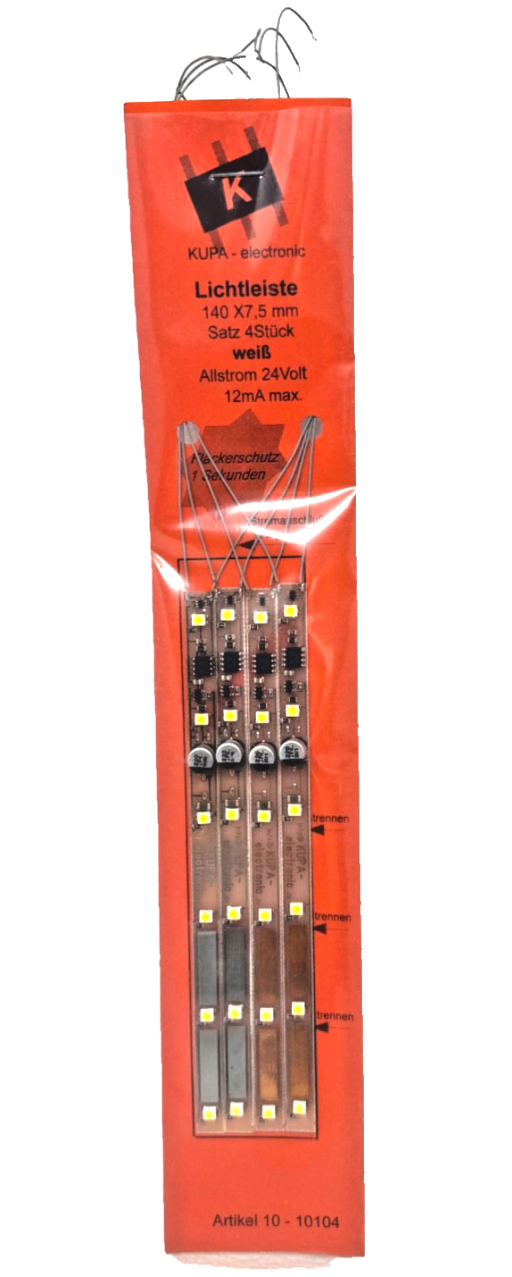4x KUPA LED Waggonbeleuchtung Innenbeleuchtung 140 mm weiß H0 HO 1:87 OVP