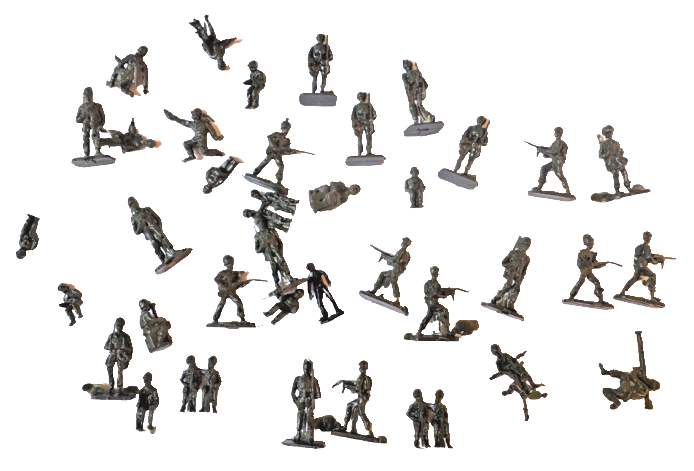 H0 Minitanks 37 Soldaten stehend, sitzend etc. bunt gemischt - H0 HO 1:87