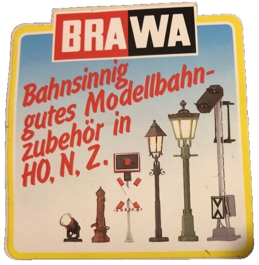 BRAWA Aufkleber - Bahnsinnig gutes Modellbahnzubehör in H0, N, Z. (K) BRAWA Aufkleber - Bahnsinnig gutes Modellbahnzubehör in H0, N, Z. (K)