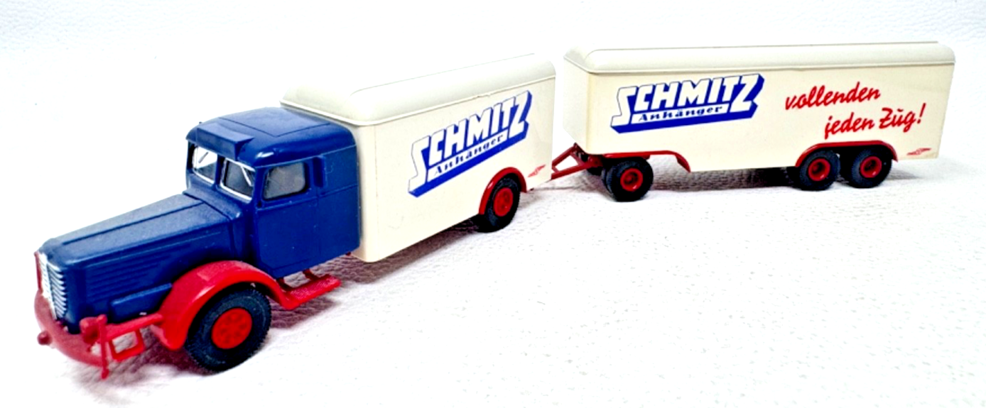 Brekina H0 Büssing 8000 Kofferhängerzug Schmitz Anhänger - 1:87 H0 HO