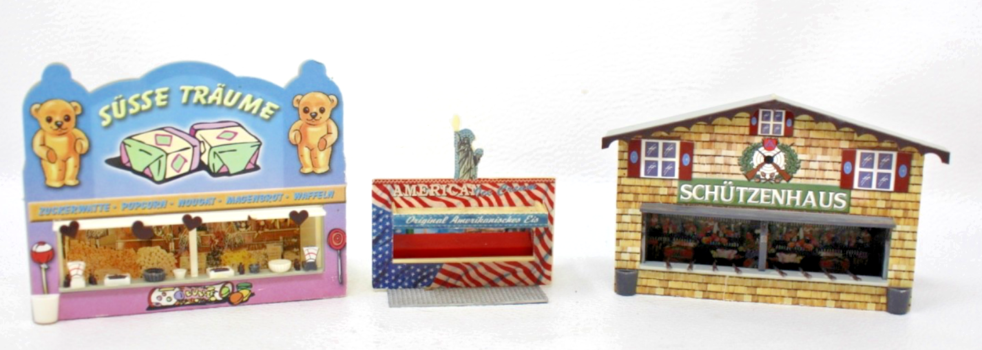 3x Faller Kirmesbuden Süsse Träume / Schützenhaus / American Ice - H0 HO 1:87